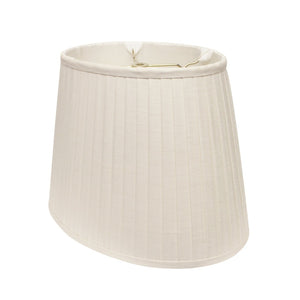 HomeRoots White Linen Pleated Oval Lamp Shade - Elegant Lighting for Timeless Home Decor & Warm Ambiance 469717