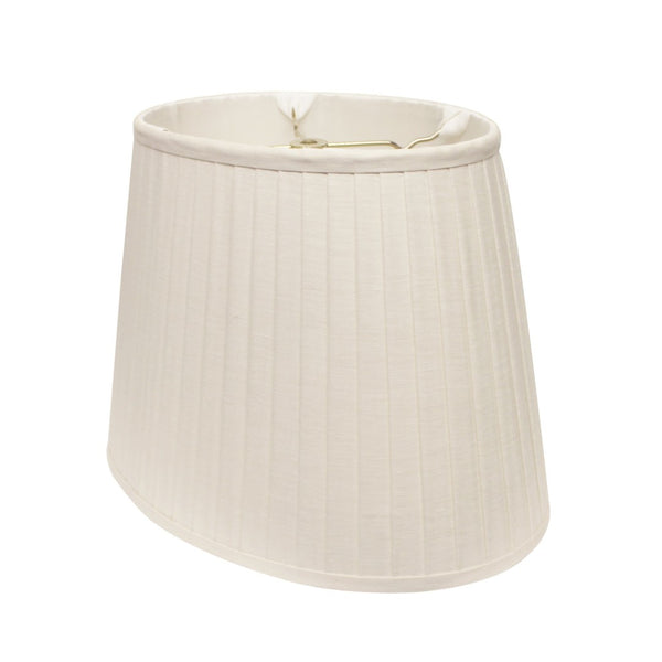 HomeRoots White Linen Pleated Oval Lamp Shade - Elegant Lighting for Timeless Home Decor & Warm Ambiance 469717