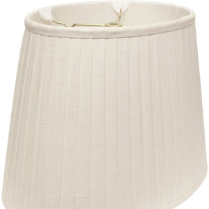 HomeRoots White Linen Pleated Oval Lamp Shade - Elegant Lighting for Timeless Home Decor & Warm Ambiance 469717