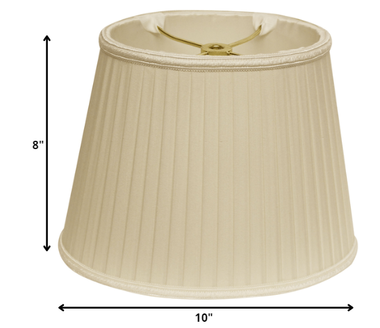 Homeroots 10" Ivory Oval Side Pleat Shantung Lampshade  Shantung Silk 469720