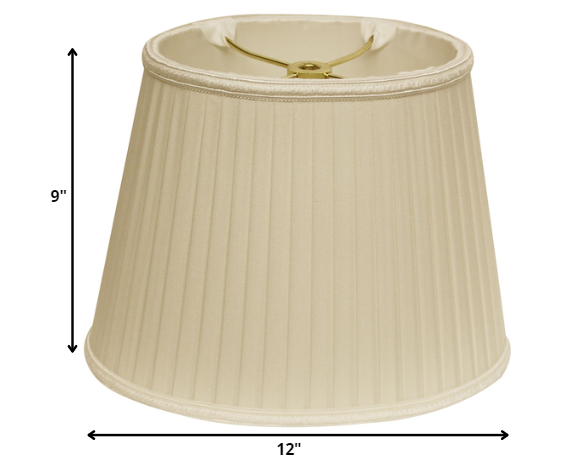 Homeroots 12" Ivory Oval Side Pleat Shantung Lampshade  Shantung Silk 469722