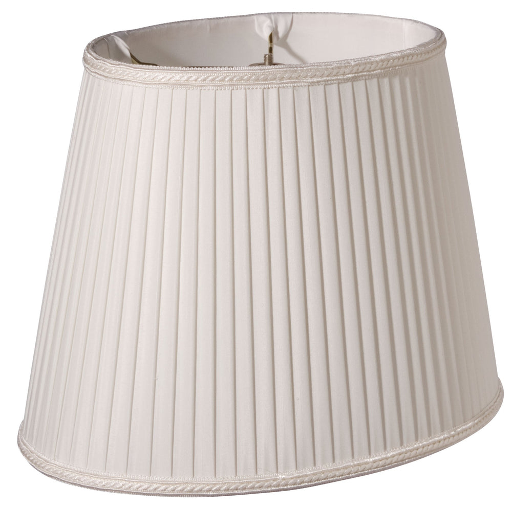 Homeroots 14" White Oval Side Pleat Shantung Lampshade  Shantung Silk 469723