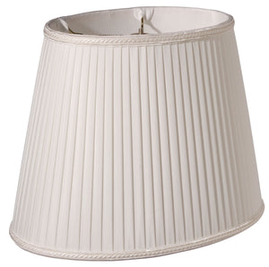 Homeroots 14" White Oval Side Pleat Shantung Lampshade  Shantung Silk 469723