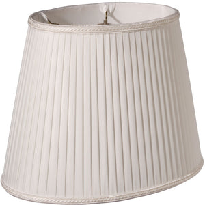 Homeroots 14" White Oval Side Pleat Shantung Lampshade  Shantung Silk 469723