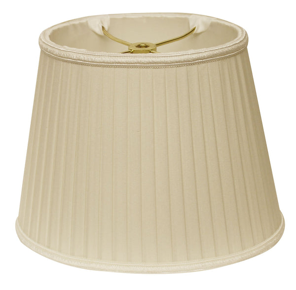 Homeroots 14" Ivory Oval Side Pleat Shantung Lampshade  Shantung Silk 469724