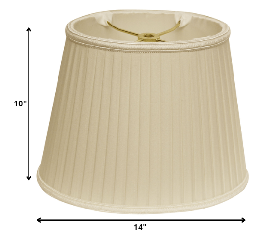 Homeroots 14" Ivory Oval Side Pleat Shantung Lampshade  Shantung Silk 469724
