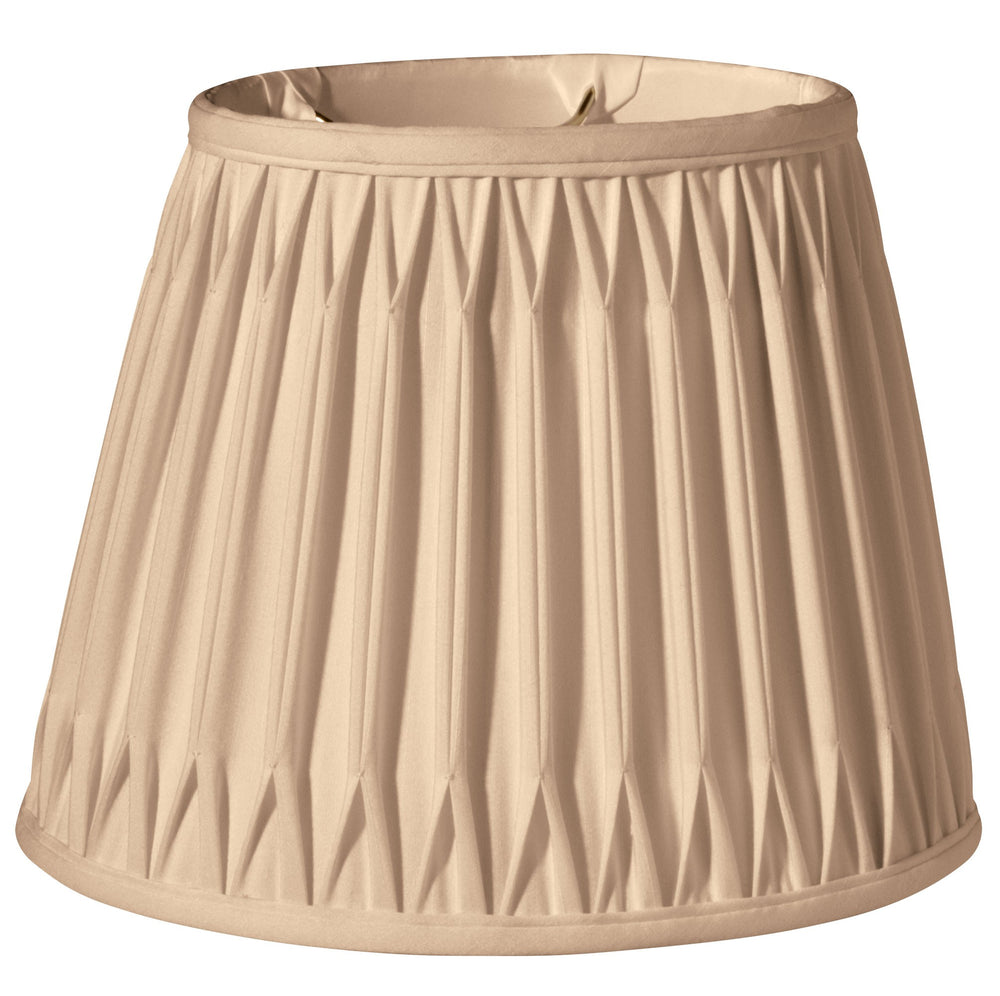 Homeroots 14" Vintage Gold Oval Smocked Pleat Shantung Lampshade  Shantung Silk 469728