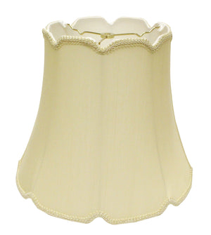 Homeroots 14" Antique White Empire Slanted Cylinder Scroll Edge Silk Lampshade  Monay Shantung Silk 469734