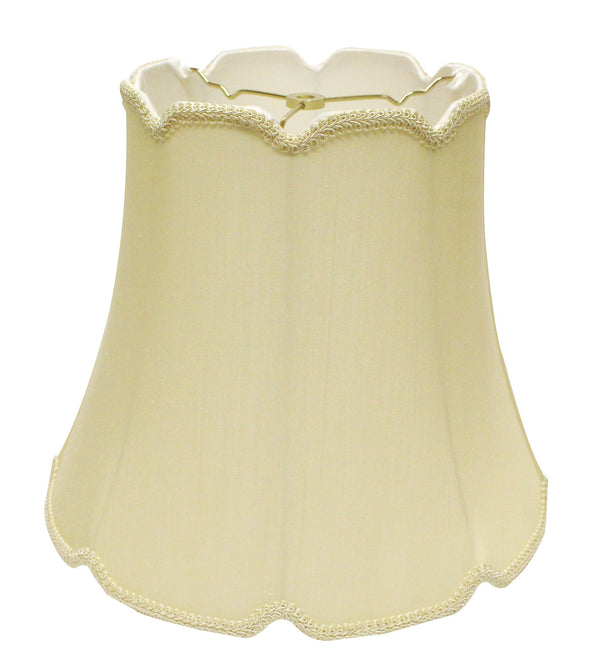 Homeroots 14" Antique White Empire Slanted Cylinder Scroll Edge Silk Lampshade  Monay Shantung Silk 469734