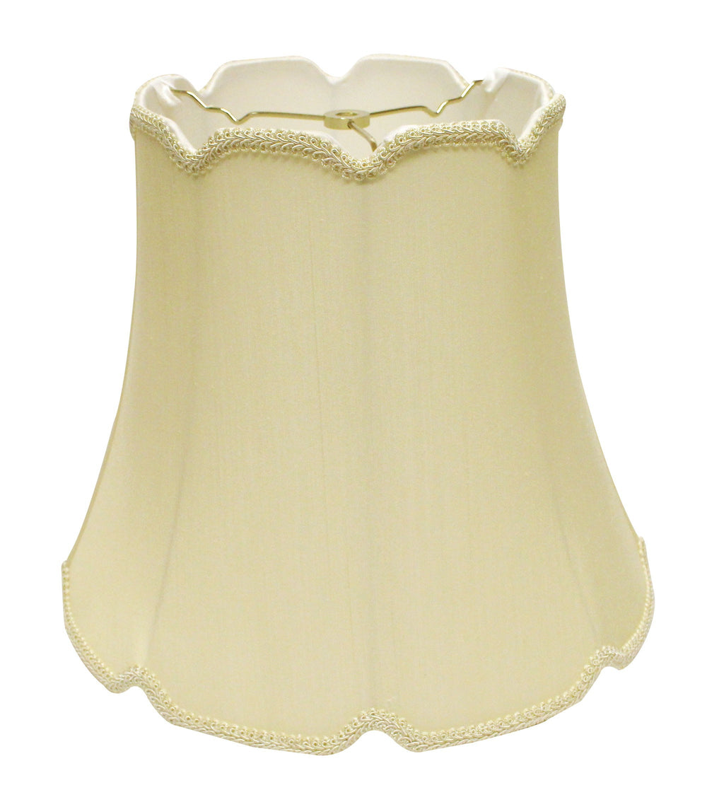 Homeroots 16" Antique White Empire Slanted Cylinder Scroll Edge Silk Lampshade  Monay Shantung Silk 469737
