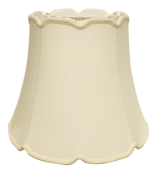Homeroots 16" Ivory Empire Slanted Cylinder Scroll Edge Silk Lampshade  Monay Shantung Silk 469738