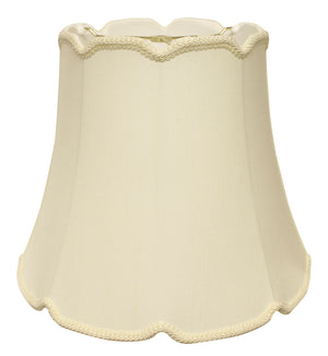 Homeroots 16" Ivory Empire Slanted Cylinder Scroll Edge Silk Lampshade  Monay Shantung Silk 469738