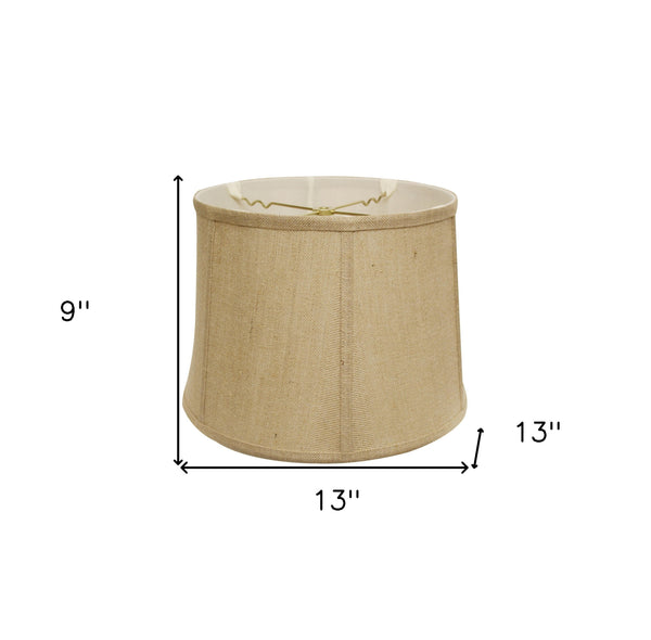 Homeroots 13" Golden Fiber Drum Throwback Burlap Lampshade  Burlap 469742
