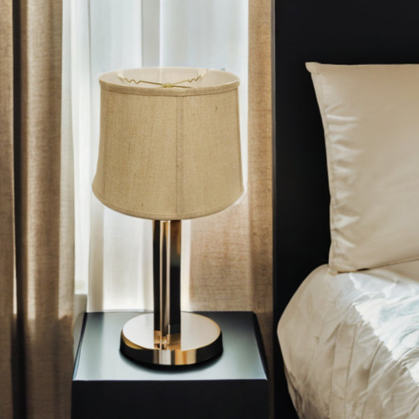 Homeroots 13" Golden Fiber Drum Throwback Burlap Lampshade  Burlap 469742