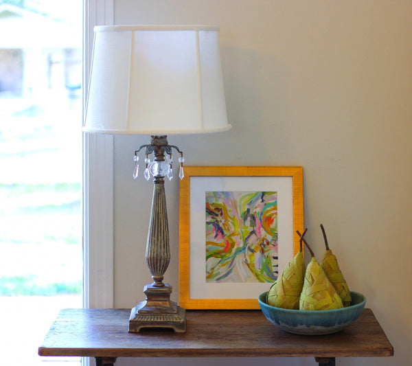 Homeroots 13" White Throwback Drum Linen Lampshade  Linen 469748