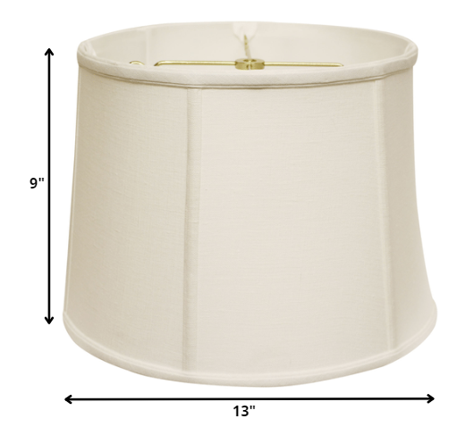 Homeroots 13" White Throwback Drum Linen Lampshade  Linen 469748