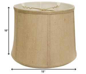Homeroots 15" Golden Fiber Throwback Drum Burlap Lampshade  Burlap 469749