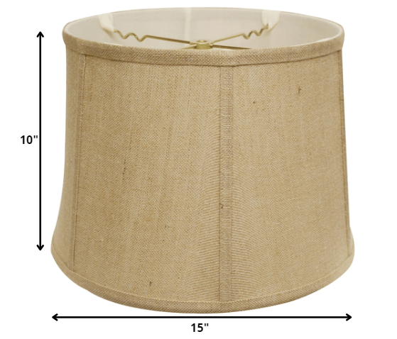 Homeroots 15" Golden Fiber Throwback Drum Burlap Lampshade  Burlap 469749