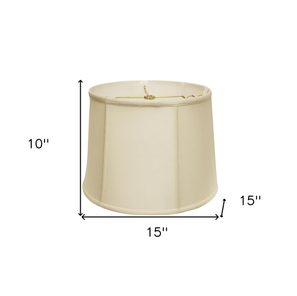 Homeroots 15" Ivory Throwback Drum Pongee Silk Lampshade  Pongee Silk 469750