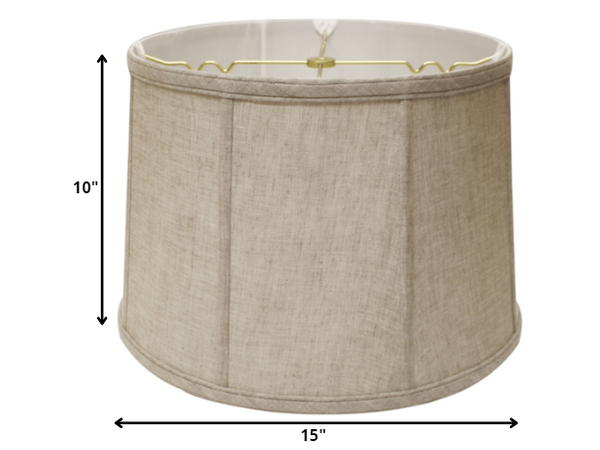 Homeroots 15" Cream Throwback Drum Linen Lampshade  Linen 469752