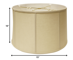 Homeroots 15" Pale Brown Throwback Drum Linen Lampshade  Linen 469754