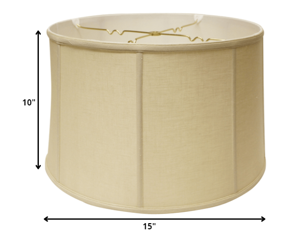 Homeroots 15" Pale Brown Throwback Drum Linen Lampshade  Linen 469754