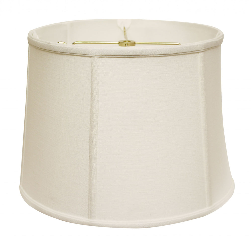 Homeroots 15" White Throwback Drum Linen Lampshade  Linen 469755