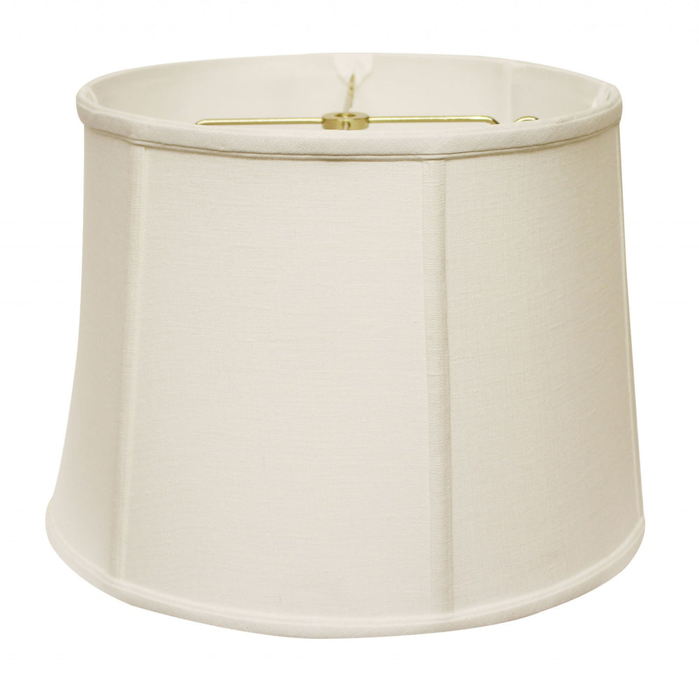 Homeroots 15" White Throwback Drum Linen Lampshade  Linen 469755
