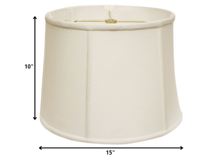 Homeroots 15" White Throwback Drum Linen Lampshade  Linen 469755