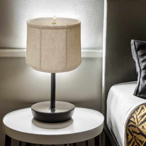 Homeroots 17" Cream Throwback Drum Linen Lampshade  Linen 469759