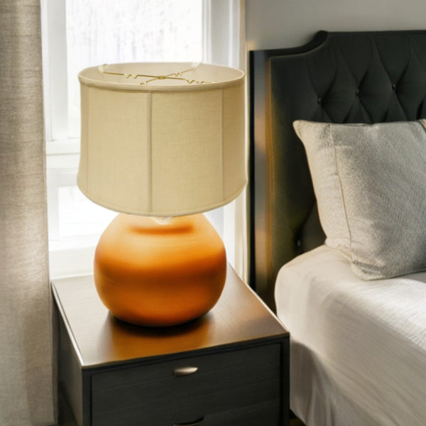 HomeRoots 17" Pale Brown Drum Linen Lampshade - Mid-Century Modern Design for Ambient Lighting & Style 469761