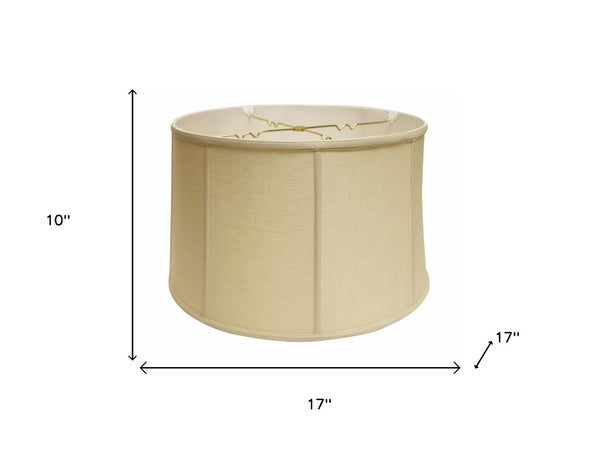 HomeRoots 17" Pale Brown Drum Linen Lampshade - Mid-Century Modern Design for Ambient Lighting & Style 469761