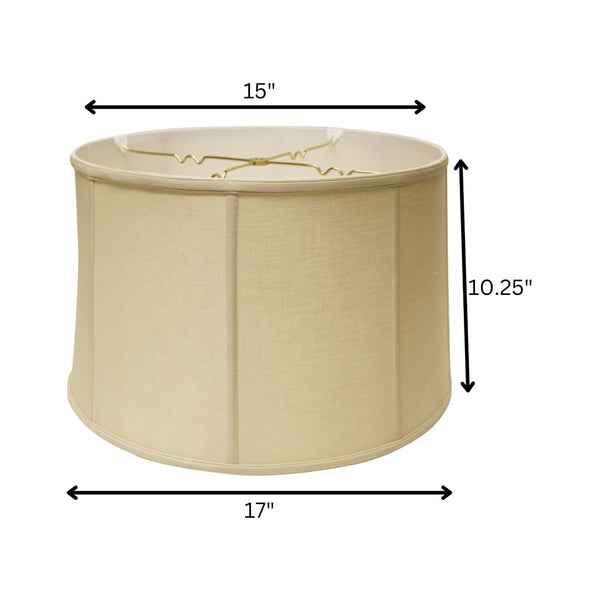 HomeRoots 17" Pale Brown Drum Linen Lampshade - Mid-Century Modern Design for Ambient Lighting & Style 469761