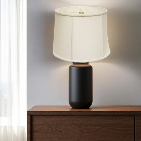HomeRoots White Linen Drum Lamp Shade – Contemporary Lighting Solution for Home, Office & Cozy Spaces 469762