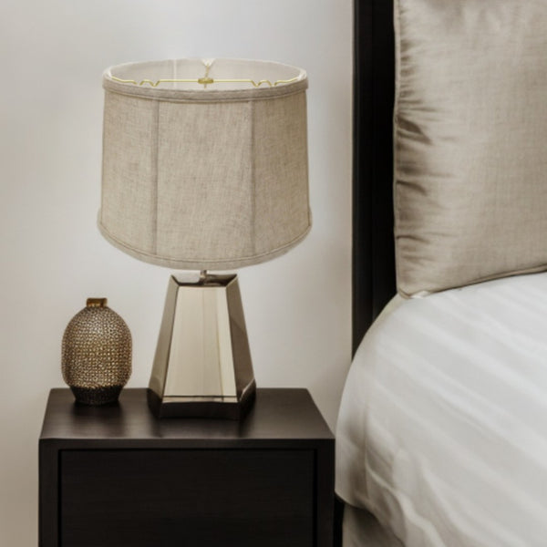 HomeRoots Cream Linen Drum Lampshade – Stylish Mid-Century Design for Warm, Inviting Home Lighting Solutions 469766