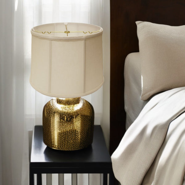 HomeRoots 19" Off White Drum Linen Lampshade - Mid-Century Charm with Soft, Even Lighting for Any Room 469767