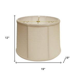HomeRoots 19" Off White Drum Linen Lampshade - Mid-Century Charm with Soft, Even Lighting for Any Room 469767