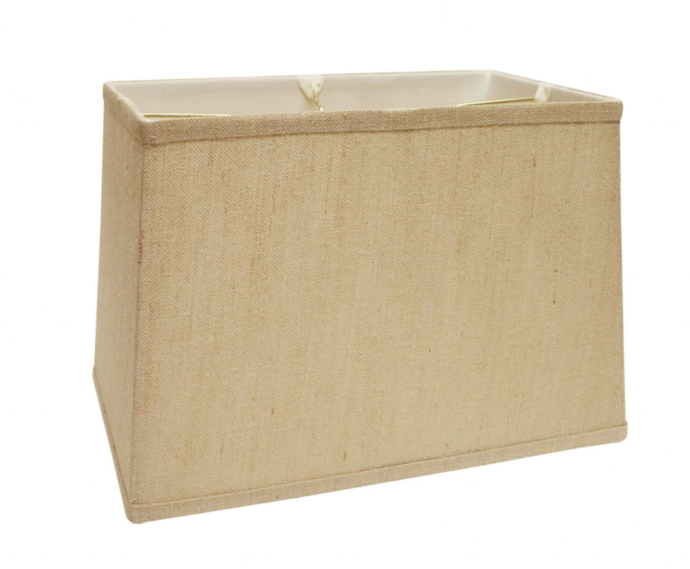 Homeroots 14" Golden Fiber Throwback Rectangle Burlap Lampshade  Burlap 469770