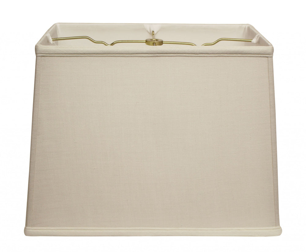 Homeroots 14" Off White Throwback Rectangle Linen Lampshade  Linen 469774