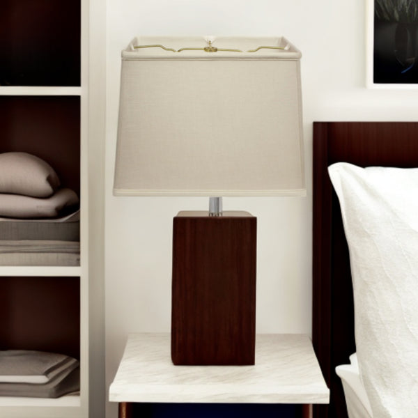 Homeroots 14" Off White Throwback Rectangle Linen Lampshade  Linen 469774