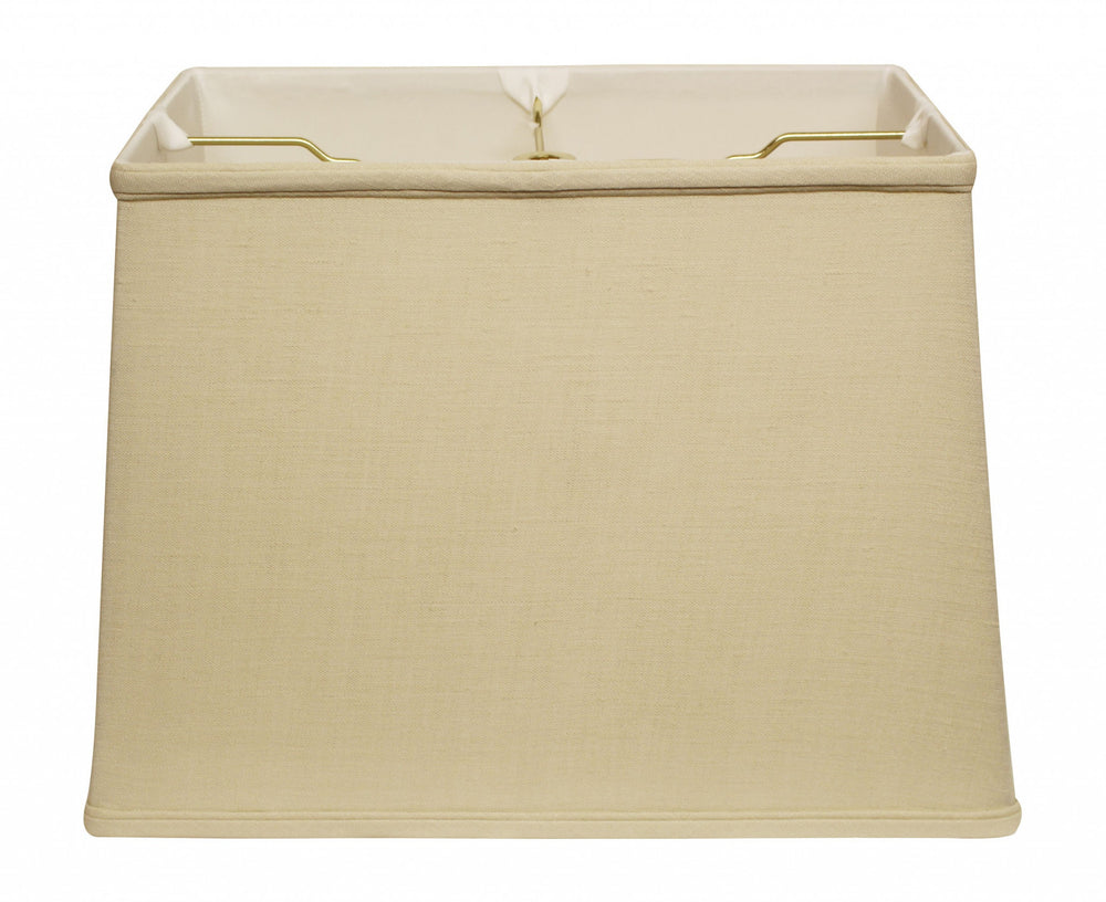 Homeroots 14" Pale Brown Throwback Rectangle Linen Lampshade  Linen 469775