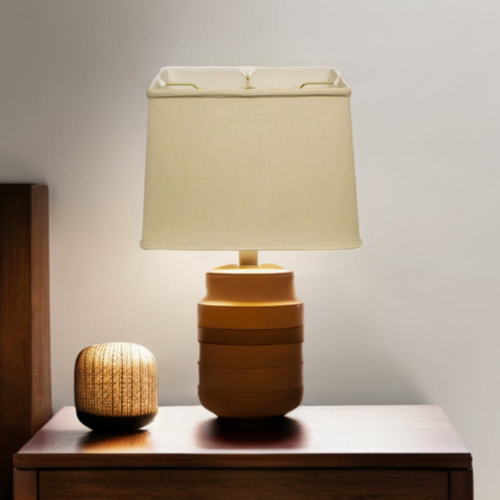 Homeroots 14" Pale Brown Throwback Rectangle Linen Lampshade  Linen 469775