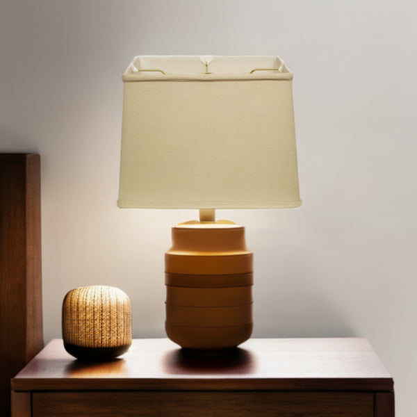 Homeroots 14" Pale Brown Throwback Rectangle Linen Lampshade  Linen 469775