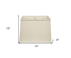 Homeroots 14" White Throwback Rectangle Linen Lampshade  Linen 469776