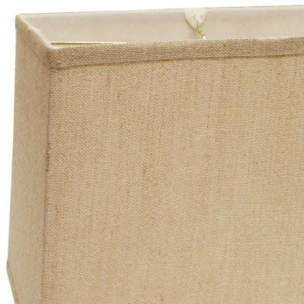 HomeRoots 16" Golden Fiber Mid-Century Rectangle Burlap Lampshade for Cozy Ambiance in Any Room Decor 469777