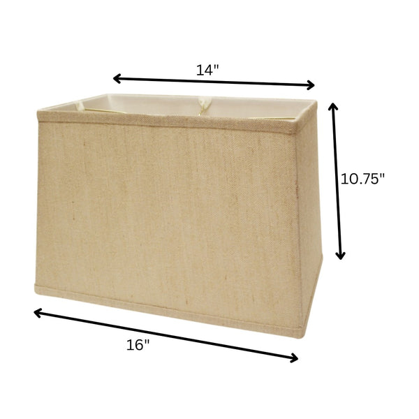 HomeRoots 16" Golden Fiber Mid-Century Rectangle Burlap Lampshade for Cozy Ambiance in Any Room Decor 469777