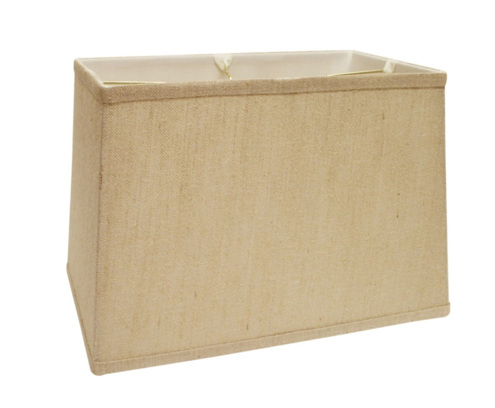 HomeRoots 16" Golden Fiber Mid-Century Rectangle Burlap Lampshade for Cozy Ambiance in Any Room Decor 469777