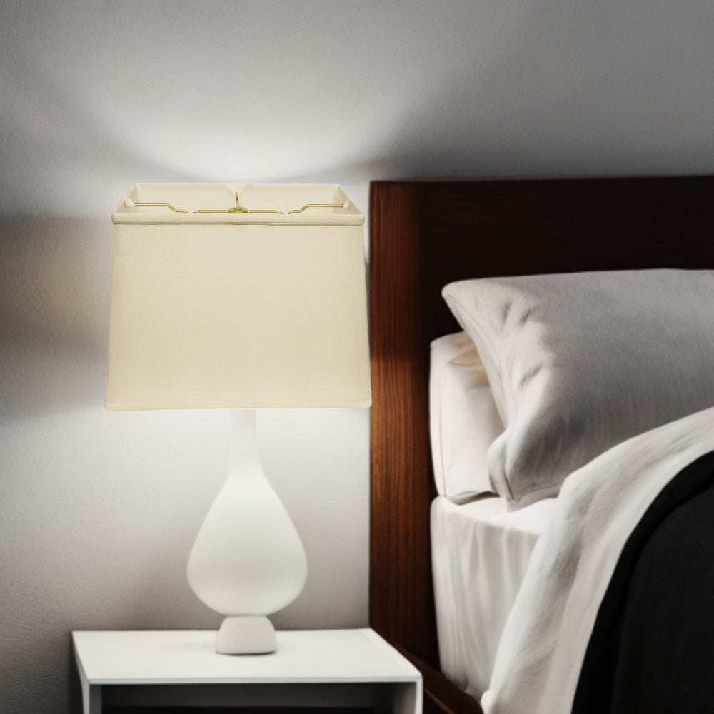 Homeroots 16" Ivory Throwback Rectangle Pongee Silk Lampshade  Pongee Silk 469778