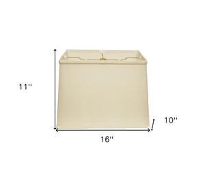 Homeroots 16" Ivory Throwback Rectangle Pongee Silk Lampshade  Pongee Silk 469778