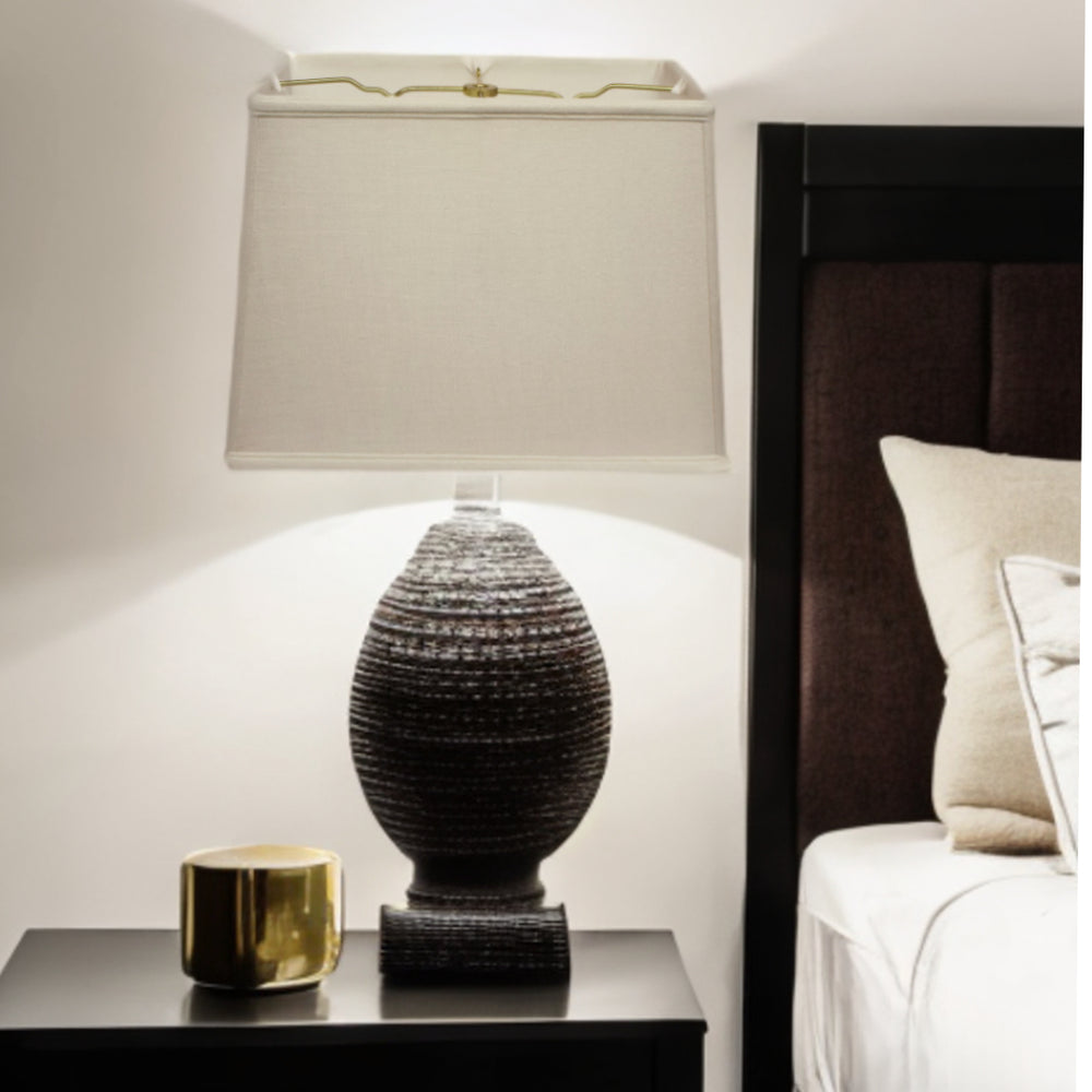 Homeroots 16" Off White Throwback Rectangle Linen Lampshade  Linen 469781